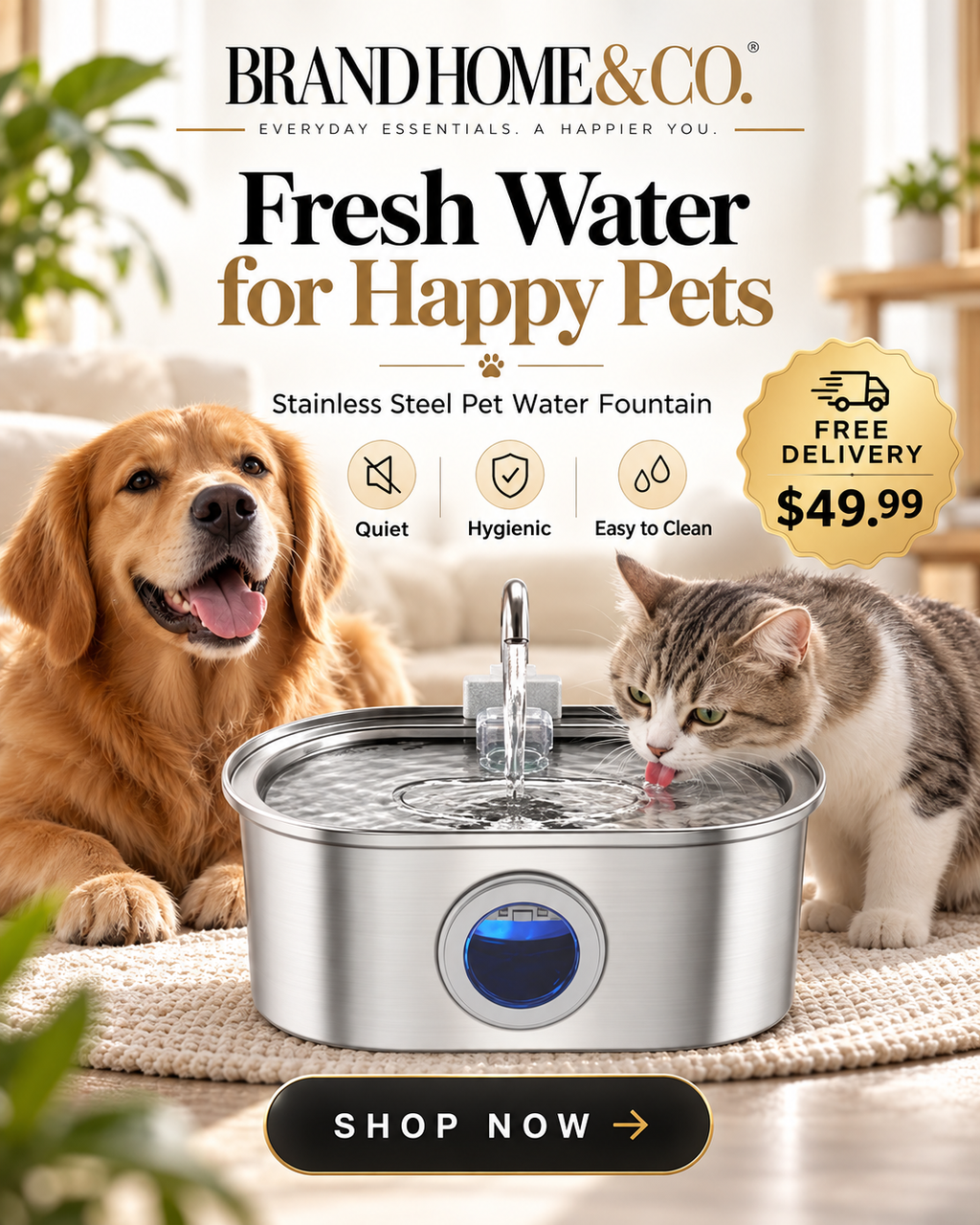 BRAND HOME & CO. pet water fountain promotional image