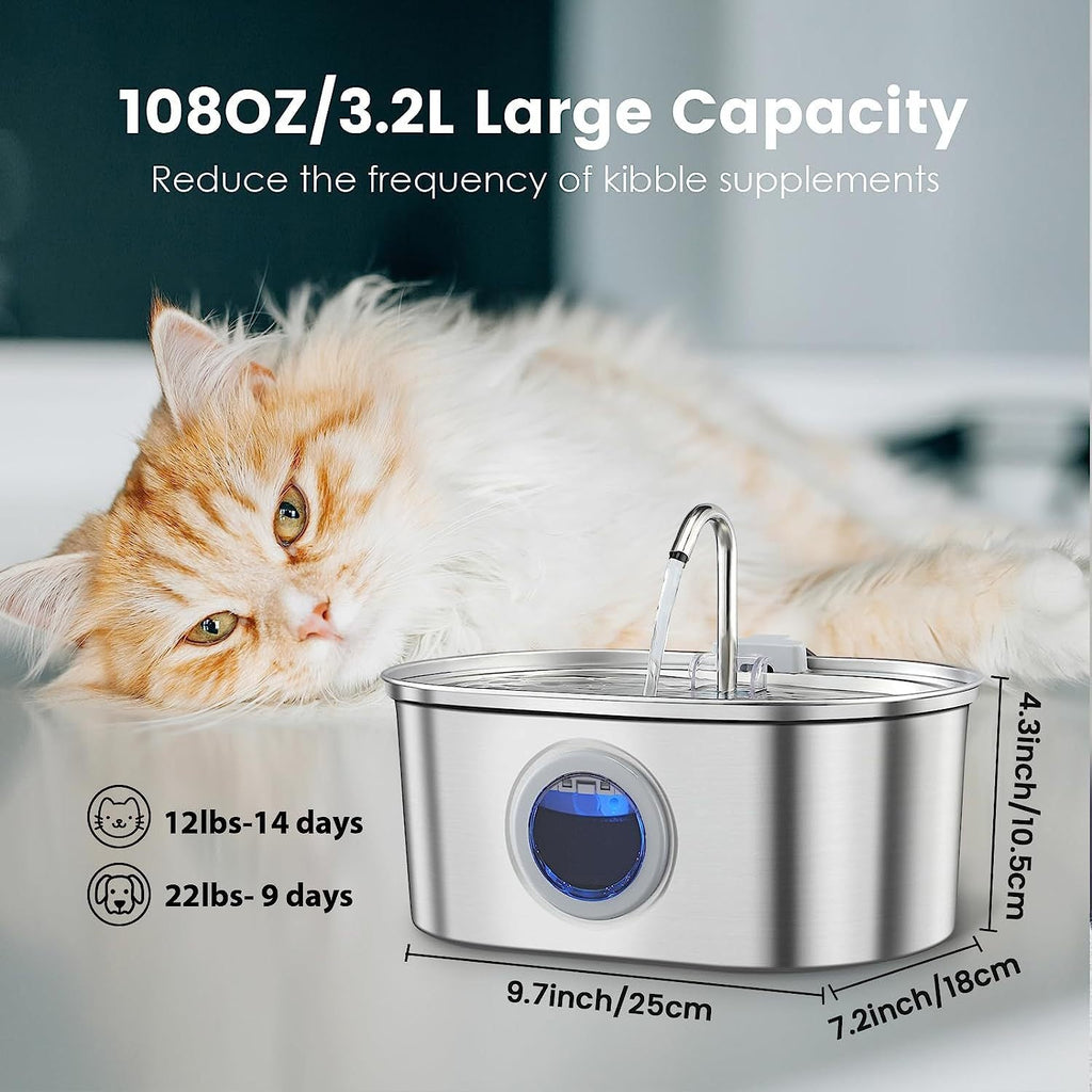 Stainless steel pet water fountain detail