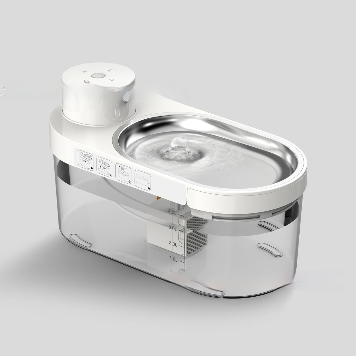 Wireless stainless steel pet water fountain