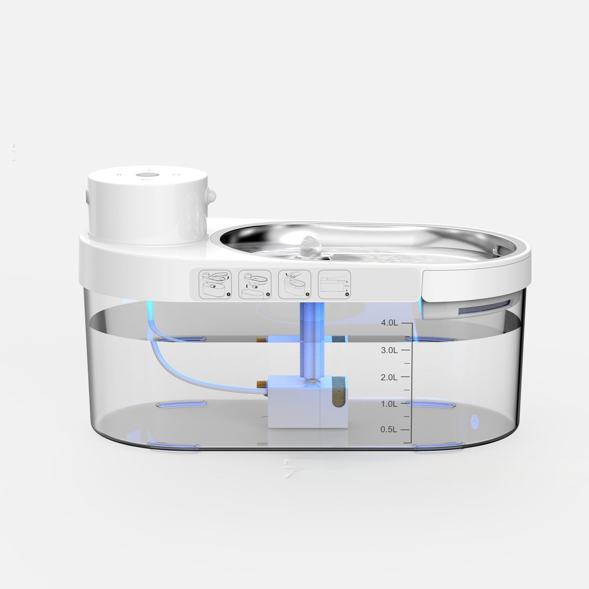 Pet water fountain front view